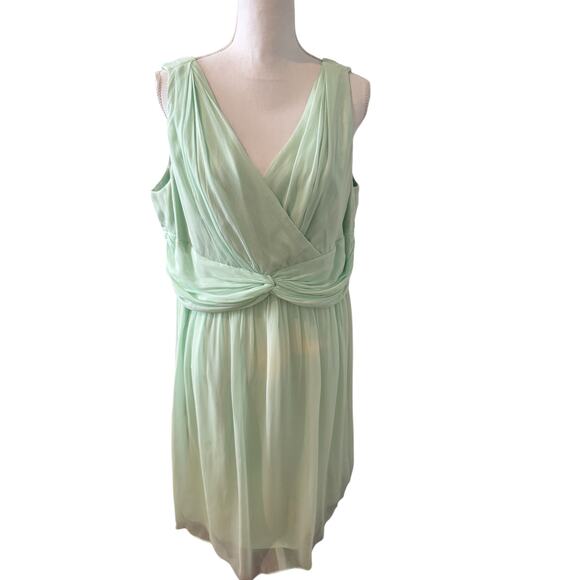 Donna Morgan Silk Chiffon Midi Party Dress Mint Green Plus Size 18W - Picture 1 of 6